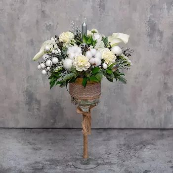 FLORPRO Композиция в вазе «Рождественское застолье»