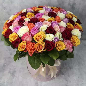 FLORPRO Коробка из 101 розы King Size «Розы микс»