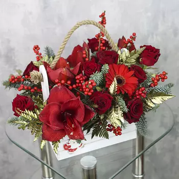 FLORPRO Ящик с цветами «Бордовый микс»