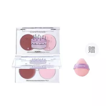 FLORTTE Двухцветные румяна Good Friends Club Dual-Color Blush + Спонж
