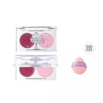 FLORTTE Двухцветные румяна Good Friends Club Dual-Color Blush + Спонж