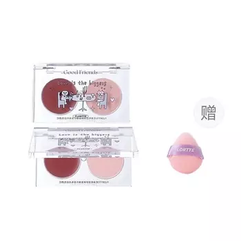 FLORTTE Двухцветные румяна Good Friends Club Dual-Color Blush + Спонж