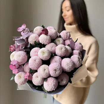 FLOWERNA Хризантемы "Момоко" со стабилизированным эвкалиптом
