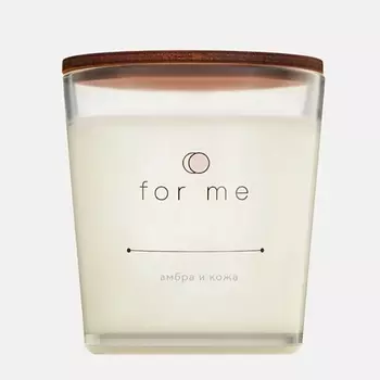 FOR ME CANDLE Ароматическая свеча с деревянным фитилем Амбра и кожа 250