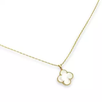 FOROSTINA.K Колье Клевер с перламутром White