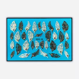 FREEDECOR Объемный 3D слайдер дизайн со стразами "Черно-белые перья"