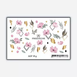 FREEDECOR Слайдер дизайн Фольгированная Аэрография "Цветы в геометрии" gold