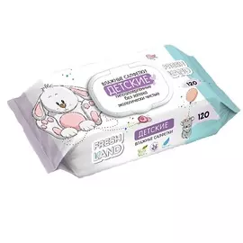 FRESHLAND Влажные детские салфетки ЗАЙЧОНОК с клапаном, гипоаллергенные