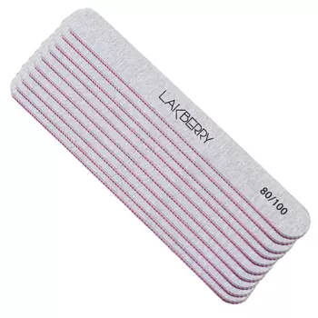 GET THE REASON LAKBERRY Пилка для ногтей узкая прямая 80/100, 10 шт