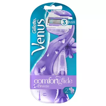 GILLETTE Бритва с 2 сменными кассетами (cо встроенными полосками с гелем для бритья) Venus ComfortGlide Breeze