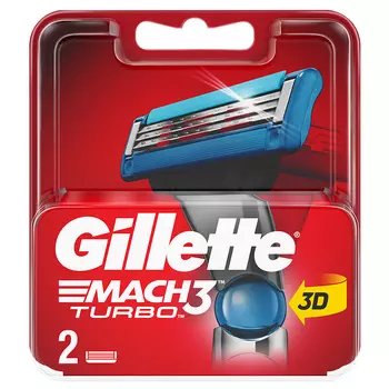 GILLETTE Сменные кассеты для мужской бритвы с 3 лезвиями Mach3 Turbo