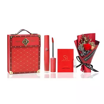 GIORGIO ARMANI Подарочный набор Помада Lip Maestro Satin+ Букет+Пробник Si
