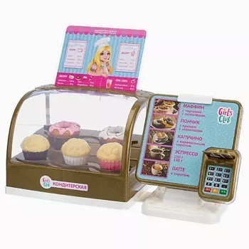 GIRL'S CLUB Игровой набор "Кондитерская" касса со звуком, витрина светится, аксессуары в комплекте 1.0