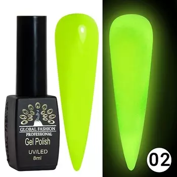 GLOBAL FASHION Гель лак Luminous светящийся в темноте, 01