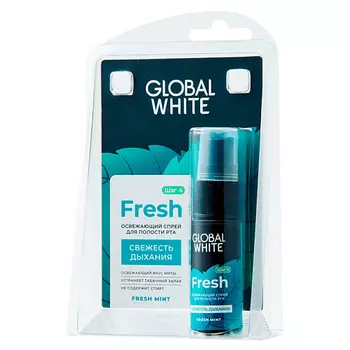 GLOBAL WHITE Освежающий спрей для полости рта со вкусом мяты Fresh