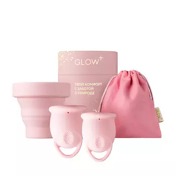 GLOW 24K GOLD CARE Комплект менструальных чаш Premium M и L со стаканчиком для стерилизации 1.0
