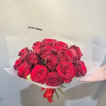 GLOW FLOWERS Моно-букет из 15 Красных Роз