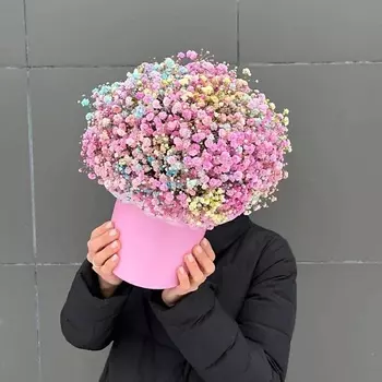 GLOW FLOWERS Радужная гипсофила в корзине