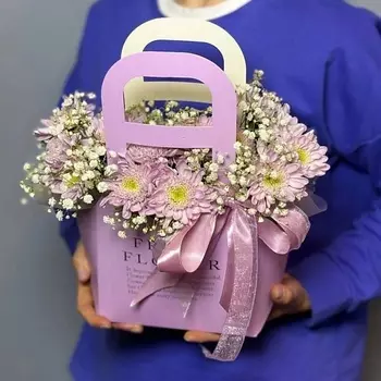 GLOW FLOWERS Сумочка с хризантемой и гипсофилой