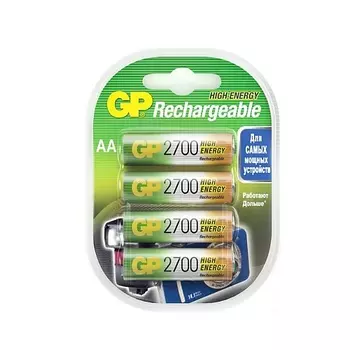 GP BATTERIES Батарейки АА аккумуляторные пальчиковые, аккумуляторы 2700 мАч Ni-Mh, набор 4.0