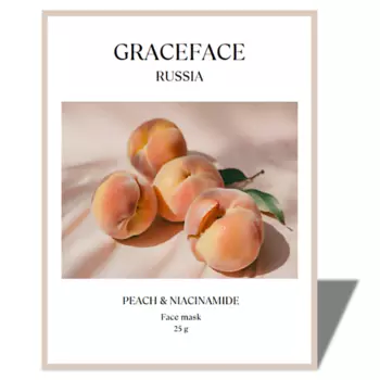 GRACE FACE Тканевая маска для лица увлажняющая с экстрактом персика и ниацинамидом 1.0