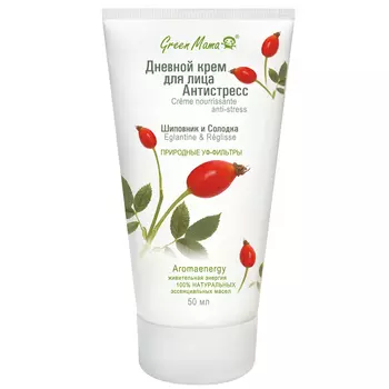 GREEN MAMA Дневной крем для лица "Антистресс" "Шиповник и Солодка" Natural Skin Care