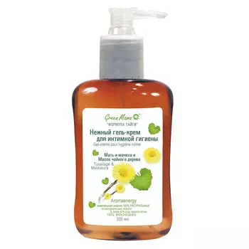 GREEN MAMA Нежный крем-гель для интимной гигиены "Мать-и-мачеха и Масло чайного дерева"