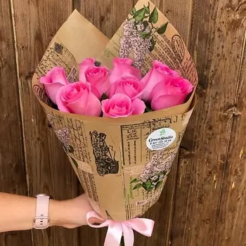 GREEN STUDIO Букет из 9 розовых роз