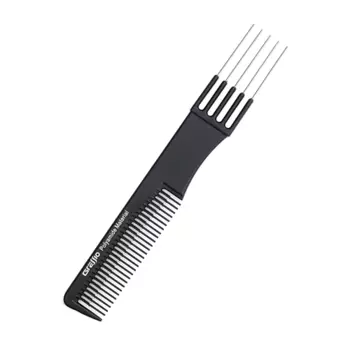 GRESSIO Парикмахерская расческа - гребень с металлической "вилкой" для начеса