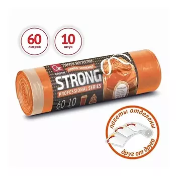 GRIFON Мешки пакеты для мусора OVERLAP с завязками 60л 60.0