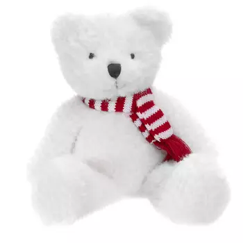 GULLIVER Мягкая игрушка Мишка белый в шарфе, 21 см