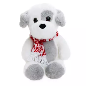 GULLIVER Мягкая игрушка Собачка серо-белая 23 см с шарфиком Снежок