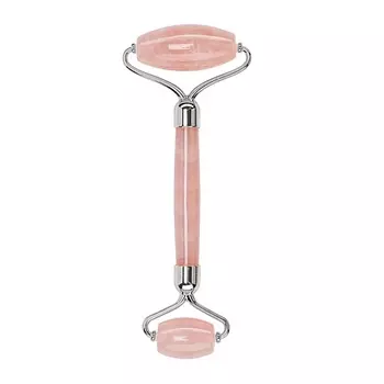 HANAI Роллер-массажер из розового кварца с серебристой фурнитурой