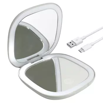 HASTEN Зеркало косметическое складное карманное c x5 увеличением и подсветкой - HAS1818