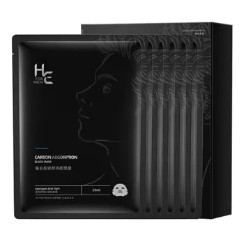 HE FOR MEN Карбоновая углеродная тканевая маска для лица НЕ for men CARBON ADSORPTION black mask