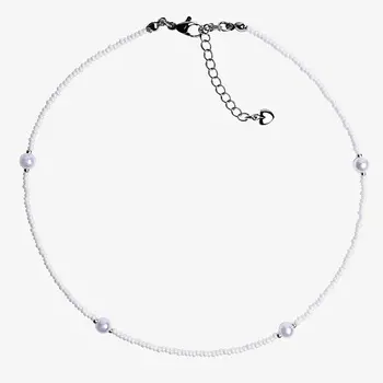 HIGHER-AURA Чокер из белого бисера с акриловыми бусинами