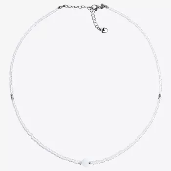 HIGHER-AURA Чокер из белого бисера с перламутровым сердцем