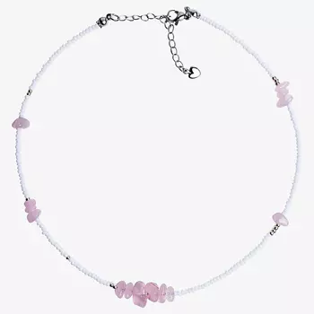 HIGHER-AURA Чокер из бисера с розовым кварцем