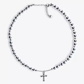 HIGHER-AURA Чокер из гематита с крестиком