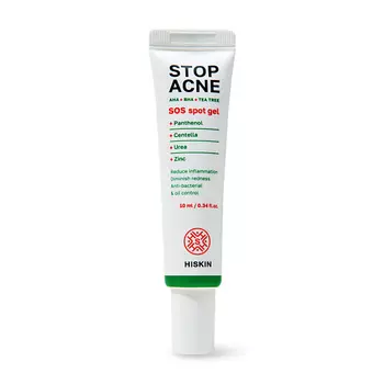 HISKIN STOP ACNE Точечный SOS - гель противовоспалительный AHA + BHA + TEA TREE 10.0