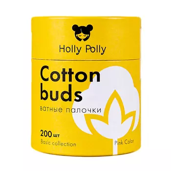 HOLLY POLLY Ватные палочки бамбуковые косметические, розовые