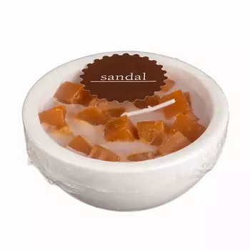 HOME INTERIORS Свеча в гипсовой чаше МЕЛАНЖ аромат "Сандал" 177.0