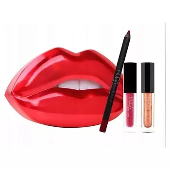 HUDA BEAUTY Набор для губ Помада Miniature +Карандаш + Жидкая помада