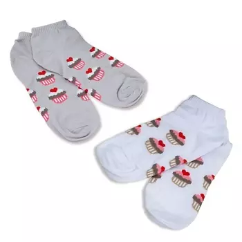 ILIKEGIFT Носки женские короткие "Sweet cake White and Beige" 2 пары