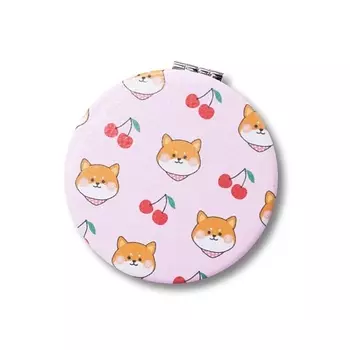 ILIKEGIFT Зеркало складное "Hello dog Corgi cherry pink" с увеличением