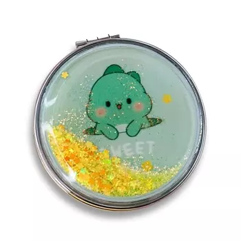 ILIKEGIFT Зеркало складное "Little dino green" с увеличением