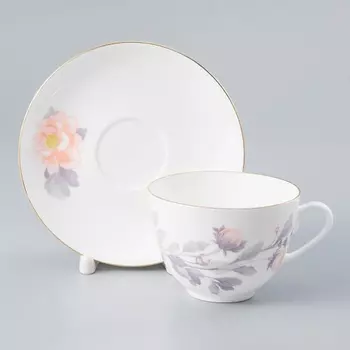 ИМПЕРАТОРСКИЙ ФАРФОРОВЫЙ ЗАВОД Чашка с блюдцем чайная "Нежный пион"