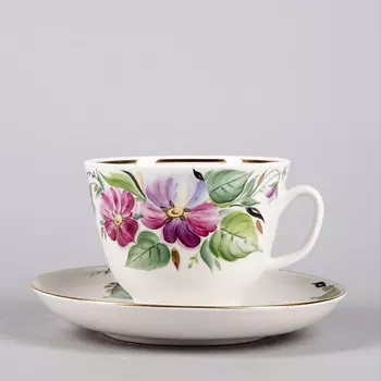 ИМПЕРАТОРСКИЙ ФАРФОРОВЫЙ ЗАВОД Чашка с блюдцем чайная "Любовь"