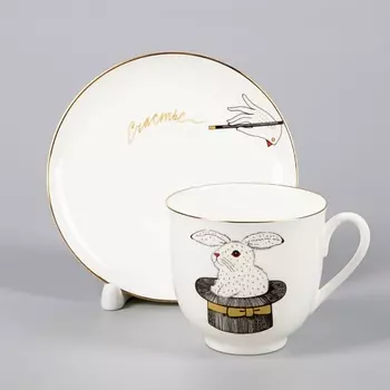 ИМПЕРАТОРСКИЙ ФАРФОРОВЫЙ ЗАВОД Чашка с блюдцем кофейная "Фокус. Счастье"