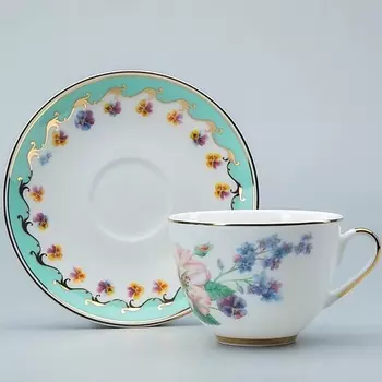 ИМПЕРАТОРСКИЙ ФАРФОРОВЫЙ ЗАВОД Чашка с блюдцем "Улыбка флоры №2"